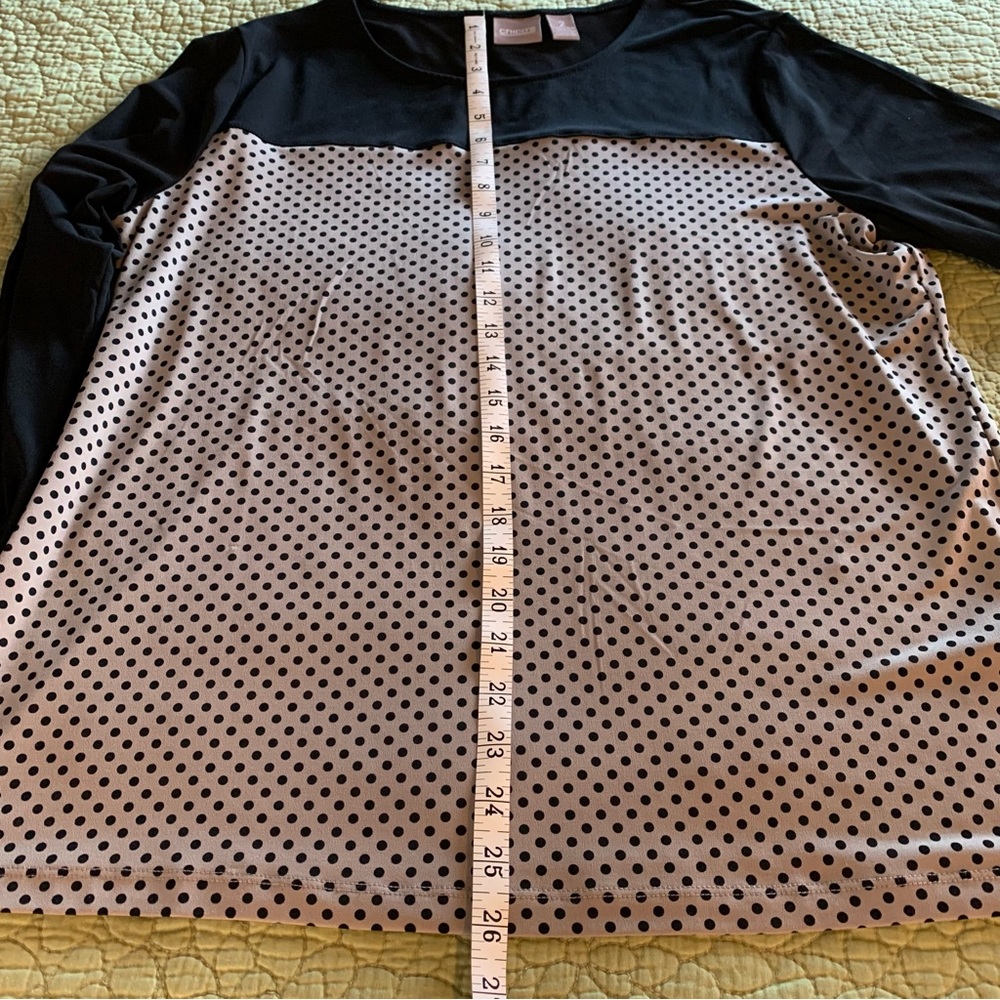 Chico’s Black & Tan Long Sleeve Top Size Large - Picture 7 of 14